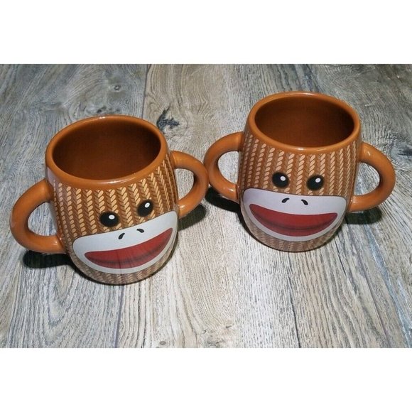 Galerie Candy Company Other - Sock Monkey Coffee Mugs Cups Novelty Galerie Candy Company Set of 2